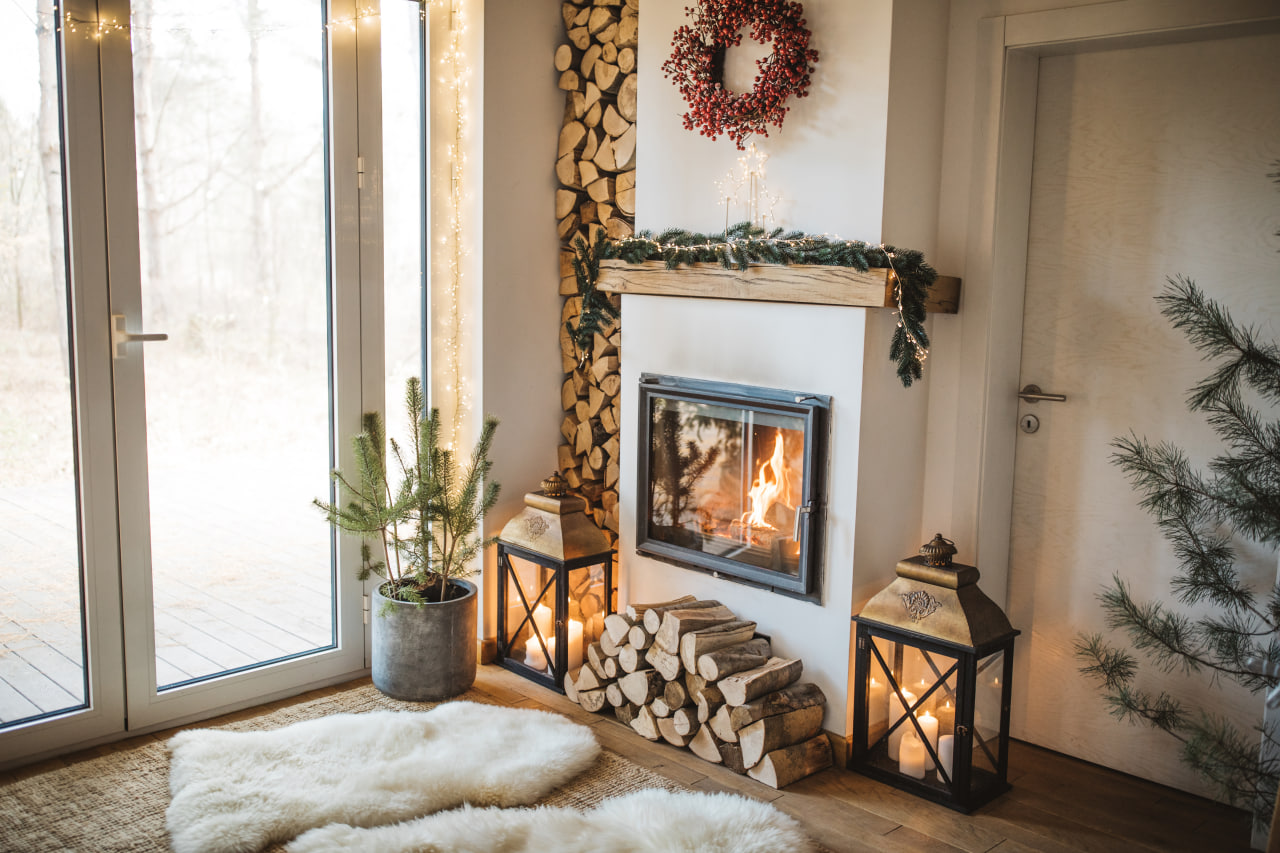 Lighting the fireplace